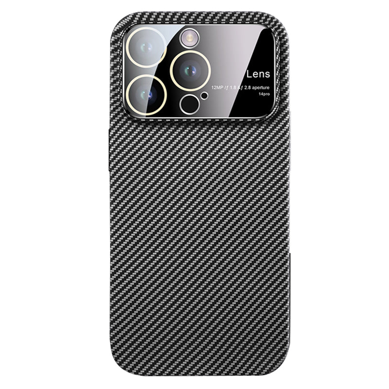 VOERO For iPhone 12 Pro 6.1 inch Protective Case Carbon Fiber Texture PC Phone Shell with Glass Lens Film VOERO For iPhone 12 Pro 6.1 inch Protective Case Carbon Fiber Texture PC Phone Shell with Glass Lens Film
